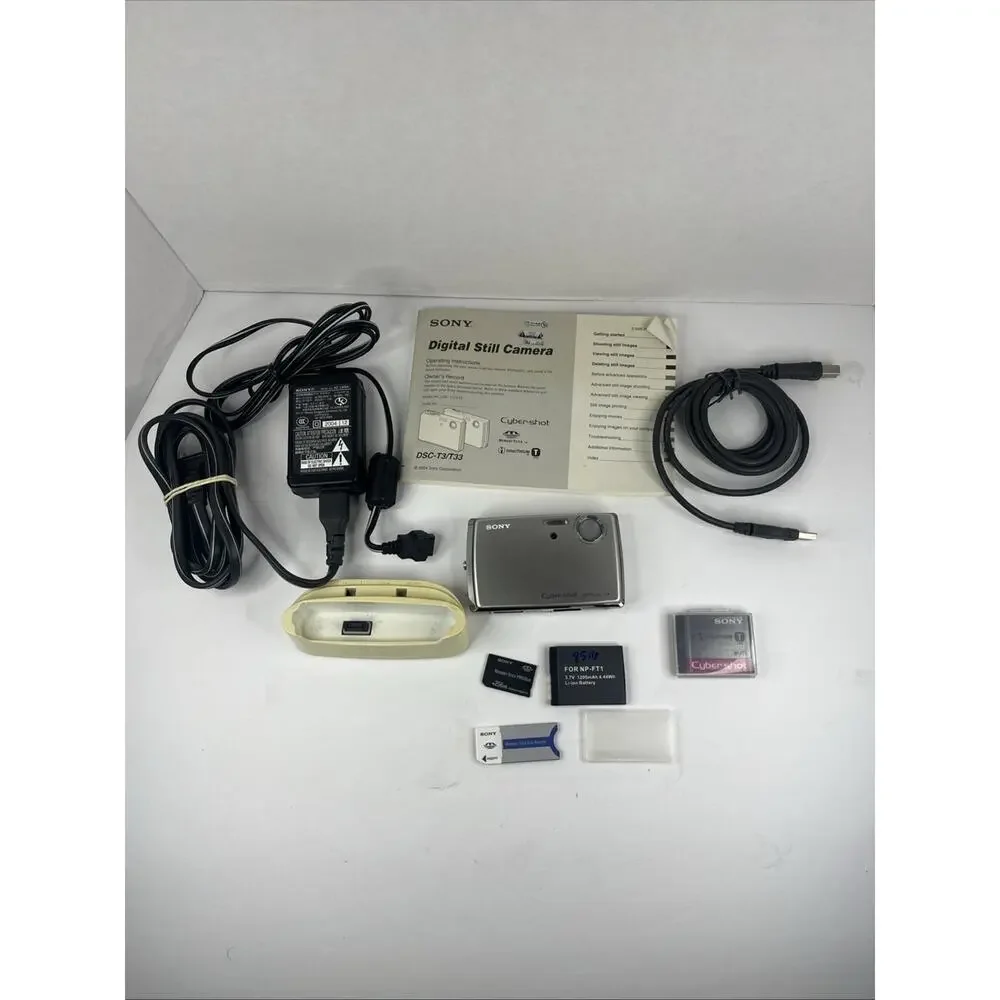 Sony CyberShot DSC-T33 Digital Camera 5.1MP CCD 3x 100% Working With Accessories